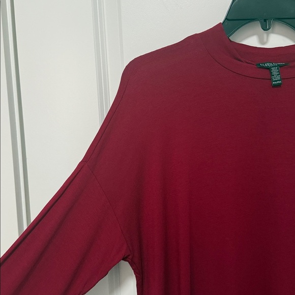 Eileen Fisher Women’s Mock T-Neck Tunic-Lightweight Top Jersey Red-Size Petite M - Picture 3 of 6